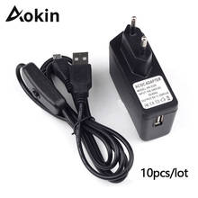 Aokin 10 шт./лот блок питания для Raspberry Pi 3 5V 2.5A Micro USB зарядное устройство адаптер с выключателем 2024 - купить недорого