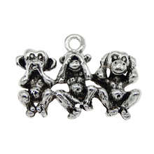 Julie Wang-abalorios de tres monos de aleación, pendientes de animales de Color plata antigua, pulsera, fabricación de joyas, accesorio de Metal, 10 Uds. 2024 - compra barato