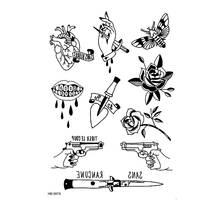 Цветок розы водонепроницаемый временная татуировка наклейка Dagger боди-арт тату рукав для мужчин блестящие татуировки для мужчин tatuajes temporales 2024 - купить недорого