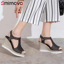 Smirnova 2020 hot sale women sandals peep toe zip solid colors wedges platform sandals comfortable fashion casual shoes woman 2024 - buy cheap