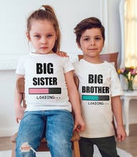 1 предмет, забавная футболка с надписью «Big Sister/brother Loading» для мальчиков и девочек модные повседневные футболки с короткими рукавами для малышей, одежда для малышей 2024 - купить недорого