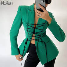 Klalienígena casaco feminino casual de cor sólida, casaco para mulheres novo, simples, de escritório, para rua selvagem, básico, 2020 2024 - compre barato