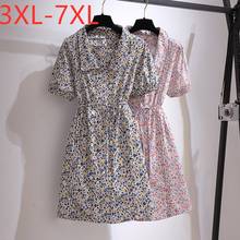 New 2021 Ladies Summer Plus Size Dresses For Women Large Short Sleeve Loose Cotton Floral Print Mini Dress 3XL 4XL 5XL 6XL 7XL 2024 - buy cheap