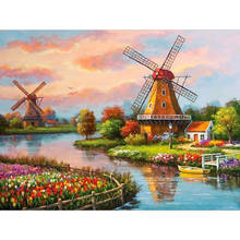 5D DIY Diamond Painting Windmill Landscape Embroidery Rhinestone Mosaic picture Cross Stitch Home Decor Handmade Gifts 2024 - buy cheap