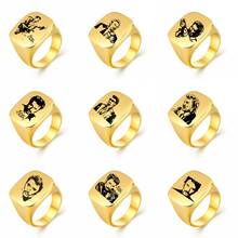 Johnny Hallyday Ring For Men Woman Stainless Steel Rings Punk Rock Hip Hop Wide Males Finger Ring Gold Silver Color Jewelry Gift 2024 - buy cheap
