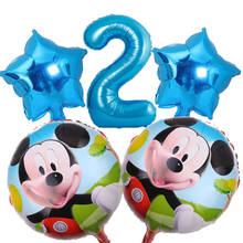 Set de 5 unids/set de Globos de Disney, Mickey, Minnie Mouse, decoraciones para fiesta de cumpleaños, Baby Shower, Globos con número de papel de aluminio, Globos de juguete para niños 2024 - compra barato