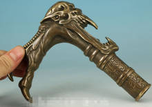 Gótico bronze feito à mão esculpida pessoa do mal estátua bengala bengala cabeça 2024 - compre barato