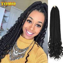 TOMO 14 18 24Inch Crochet Hair Box Braids Curly Ends 22 Strands Synthetic Braiding Hair Ombre Crochet Braid Extensions Black Bug 2024 - buy cheap