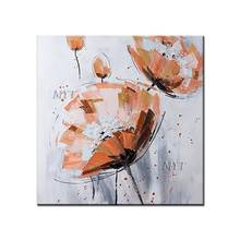 Pintura al óleo abstracta de flores rojas para decoración del hogar, arte de pared pintado a mano, cuadro moderno, sobre lienzo 2024 - compra barato