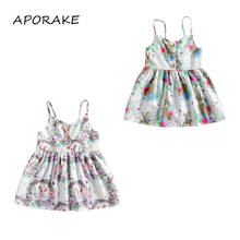 2021 0-5Y Summer Kids Baby Girls Cute Dress Floral Bunny Cartton Print Sleeveless Button A-line Dress Casual Clothes 2024 - buy cheap