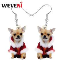 WEVENI Acrylic Christmas Chihuahua Dog Earrings Drop Dangle Animal Pets Jewelry For Women Girls Teen Party Decoration Charm Gift 2024 - buy cheap