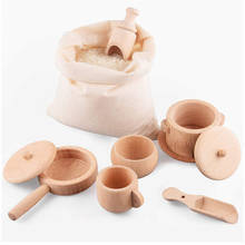 Juego de cubiertos de madera Montessori para niños, juguete de cocina de actividades educativas, juego de té inspirado en madera 2024 - compra barato