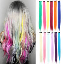 24 Pcs 22 Inch Long Straight Colorful Rainbow Hair Extensions Clip In Synthetic Color Hair Party Highlights For Women Kids Girls 2024 - buy cheap