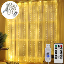 Cordão com luzes de led para decoração de natal, controle remoto, usb, guirlanda de casamento, cortina, 3m, lâmpada, feriado, para quarto, ambiente externo, fadas 2024 - compre barato