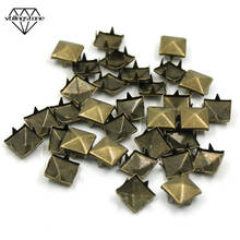 100Pcs Bronze Metal Rivets Studs Square Claw Rivet for Leather Spikes For Bag Belt Garment Shoes DIY Crafts 6/7/8/9/10/12MM 2024 - compre barato