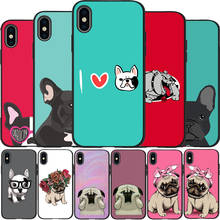 Pug French Bulldog Cover Soft Silicone black Phone Case For iPhone 5 5S SE 6 plus 7 8 plus X XR XS Max 11 PRO Max 2024 - buy cheap