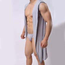 Camisola sexy masculina 4xl, pijama de verão para homens, roupa de banho, pijama de seda com capuz para casa e hotel 2024 - compre barato