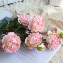 1 букет 3 головки Искусственные цветы пиона чайной розы Осень шелковые искусственные цветы набор «сделай сам» для гостиной домашний сад свадебные украшения 2024 - купить недорого