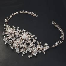 Tiara moderna de casamento, tiara com faixa de cabeça em liga de flor, acessórios para cabelo feito à mão, videira, cristal, faixa de cabeça, joia de cabelo para noivas 2024 - compre barato