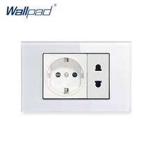 2 Pin With EU German Socket Wallpad Luxury Tempered Glass Panel Electric Wall Power Socket Electrical 16A AC 110-250V 2024 - buy cheap