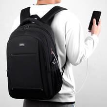 Mochila masculina de grande capacidade, mochila de laptop 15.6 oxford preta com carregador usb, bolsa escolar para meninos e adolescentes 2024 - compre barato