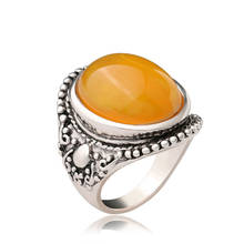 2019 модные винтажные кольца с этническим камнем, женские ювелирные изделия, серебряное кольцо, женские обручальные кольца, женские кольца с желтым камнем, большие кольца для женщин 2024 - купить недорого