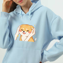 Winter Ulzzang Kpop Sweatshirt Pullovers Kawaii Shiba Inu Graphic Hoodies for Women Casual White Aesthetic Tracksuits Femme 2024 - buy cheap