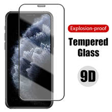 Черное закаленное стекло 9D для iPhone 11 Pro, полное покрытие, стеклянная Защита экрана для iPhone 12 Mini X XS Max 7 8 Plus XR 6 6S SE 2020 2024 - купить недорого