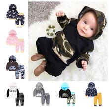 Модный милый свитер с капюшоном штаны в полоску комплект из 2 предметов Одежда для новорожденных девочек хлопковый спортивный костюм для малышей 2024 - купить недорого