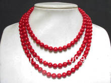 Huij-collar de cuerda de 60 ", cuentas redondas de 8mm, coral rojo, A +, 00164 2024 - compra barato