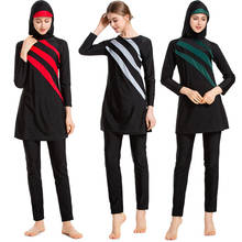 Burkini 2021 New Long Sleeves Muslim Swimwear Women Patchwork Color Hijab Maillot de bain femme Swimsuit Islamic Swim Wear 2024 - buy cheap