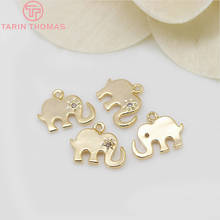 (1389)4PCS 8x10.5MM 24K Gold Color Plated Brass with Zircon Elephant Charms Pendants High Quality Diy Jewelry Accessories 2024 - buy cheap