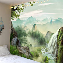 Floresta natural cachoeira tapeçaria estilo hippie boêmio pendurado na parede sala de estar quarto estudo decoração grande cobertor 2024 - compre barato