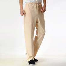 Calças masculinas de algodão puro de alta qualidade, calças para artes marciais kung fu tai chi wushu 2024 - compre barato