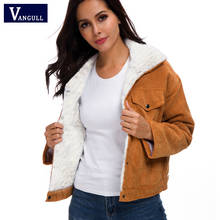 Jaqueta feminina de lã empilhável, enfeite grosso, casaco quente casual da moda, jaqueta macia com gola virada para baixo 2024 - compre barato