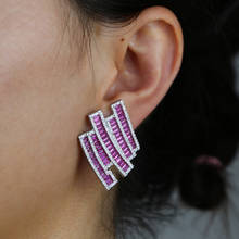 Women Stud Earrings Colorful Flower Big Brand Design Luxury Starburst Pendant Crystal Stud Gem Statement Earrings Jewelry Gifts 2024 - buy cheap