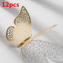 12 шт. в упаковке, 3D полая бабочка настенные художественные наклейки Дизайн Наклейка на стену домашний декор настенные наклейки обои с бабочками 2024 - купить недорого