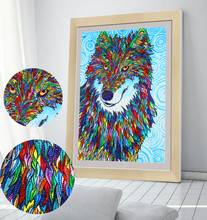 Pintura de diamante bordado de animal 5d bricolagem, pintura de diamante imagem de lobo formato especial mosaico parcial de perfuração em ponto cruz 2024 - compre barato