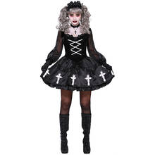 Disfraz de monja de Halloween para mujer, de vampiro negro vestido de fantasía, disfraz de muñeca de Terror Voodoo, disfraz de fiesta, vestido Lolita femenino 2024 - compra barato