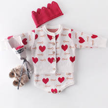 Autumn Baby Girl Suit Baby Cotton Knit Suit love jacket +Romper 2PCS Beautiful Newborn Clothing 2024 - buy cheap
