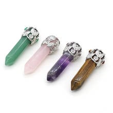 Natural Stone Pendants Hexagonal Cone Crystal Agates Amethysts Aventurine Stone Charms for Jewelry Making Necklace Bracelet DIY 2024 - buy cheap