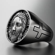 Fashion Hot New 316L Stainless Steel Black Color Jesus Cross Ring Prayer Finger Rings For Men Amulet Jewelry 2024 - buy cheap