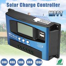 Mppt-controlador de carga solar com tela lcd, usb duplo, 12v, 24v, carregador de painel de célula solar automático, regulador com carga 2024 - compre barato