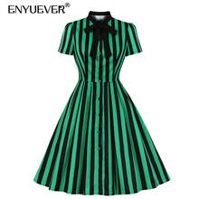 Enyuever vestido feminino casual de verão, vestido para mulheres, de algodão, com manga curta, gravata borboleta, estilo vintage, para festa 2024 - compre barato