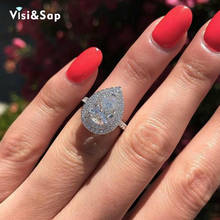 Visisap ol anel feminino com zircônia, anel feminino grande formato de pera com pedra de alta qualidade joias de moda para mulheres b2767 2024 - compre barato
