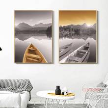 Póster de arte Pop para decoración del hogar, impresiones de estilo nórdico para pared de dormitorio, pintura de paisaje gris y amarillo de lona, Moderno 2024 - compra barato