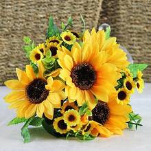 7 Heads Fake Sunflower Подсолнечник  Artificial Silk Flower Bouquet Home Wedding Floral Decor 2024 - buy cheap