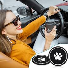 2 Packs Vehicle Bling Paw Car Coasters Cup Holder Coasters Silicone Anti Slip Dog Paw Coaster Mat Accessories 2024 - buy cheap