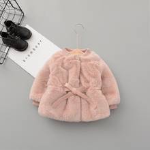 Chaqueta de lana gruesa para niñas, abrigo de piel sintética de color liso para fiesta de cumpleaños, casaco, ropa de bebé 2024 - compra barato