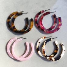 Серьги-кольца UJBOX женские из ацетата, красивые кольца в японском и корейском стиле, розовые, фиолетовые, леопардовые, с уксусной кислотой 2024 - купить недорого